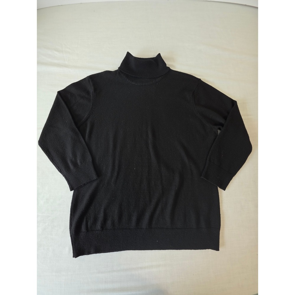 Gap Italian Merino‎ Wool Turtleneck Sweater XL Black Vintage Y2K Classic Knit